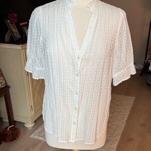 Anthropologie White Textured Blouse
